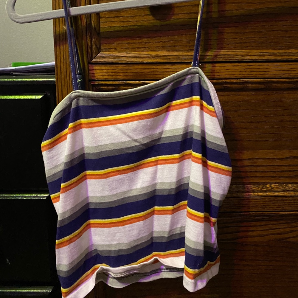 Colored strips cropped tank top